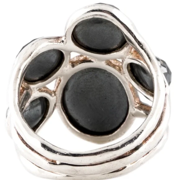 Ippolita Hematine & Quartz Doublet Wonderland Silver Cocktail Ring SZ:7 - Picture 4 of 4